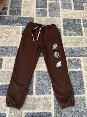 Santa Cruz Skateboards Brown Kids Sweatpants with Logo Prints
